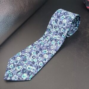 Dockers Mens Classic Mulitcolor Blue abstract Floral Design Neck Tie workwear